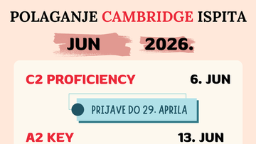 Cambridge ispiti - Отворене пријаве за ЈУН 2026. године!