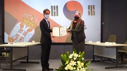 The Ambassador of Korea presented a special recognition to the Dean