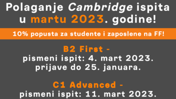 Otvorene prijave za polaganje Kembričkih ispita na Filozofskom u martu 2023. godine